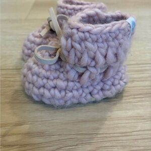 Handmade Pink Knitted Baby Booties